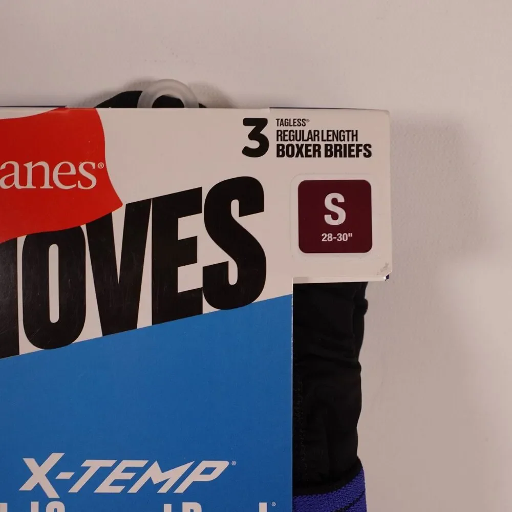 3 Pack Hanes Men's Moves X-Temp Boxer Briefs Total Support Pouch Cooling Small